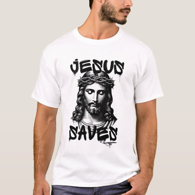 Camiseta Jesús salva el estilo del graffiti (Anverso)