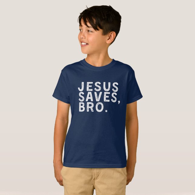 Camiseta Jesús salva el humor de la fe del hermano (Anverso completo)