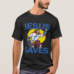 Camiseta Jesús salva elogios a jugador de hockey de Dios Fu