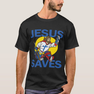 Camiseta Jesús salva elogios a jugador de hockey de Dios Fu
