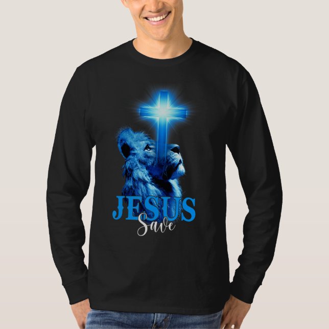 Camiseta Jesús Salva la Biblia Escritura Cita León Cristian (Anverso)