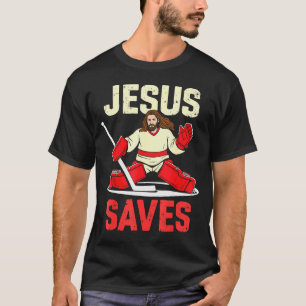 Camiseta Jesús salva portero de hockey sobre hielo cristian