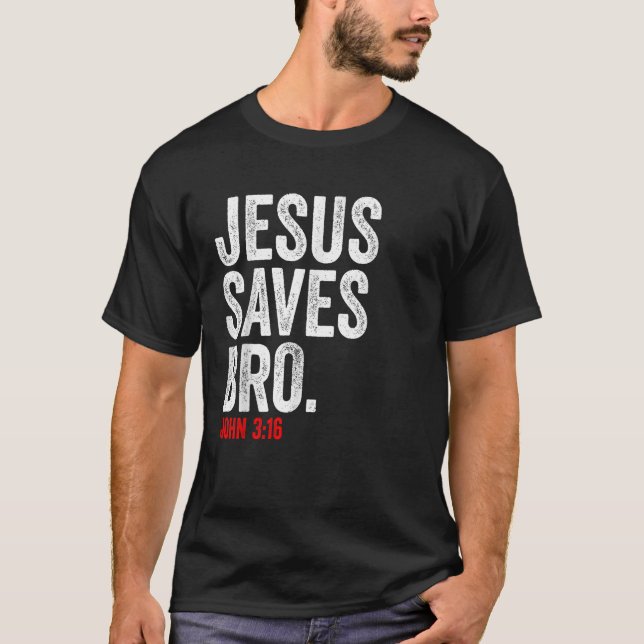 Camiseta JESUS SAVE hombres cristianos motivacionales bibli (Anverso)
