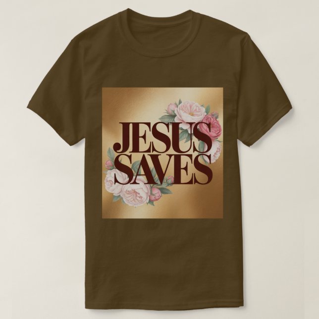 Camiseta Jesus Saves Brown T-Shirt  (Diseño del anverso)