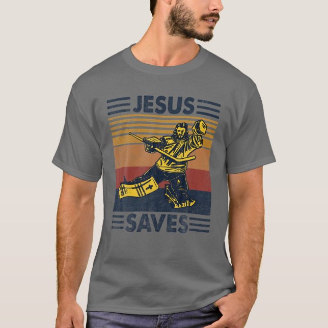 Camiseta Jesus Saves Ice Hockey Goalie Sport Religious Chri (Anverso)