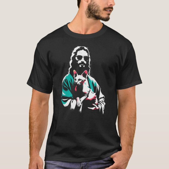 Camiseta Jesus Sphynx Cat - Funny Christian Religious Sphyn (Anverso)