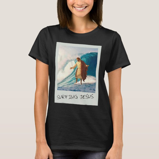 Camiseta Jesús Surfeando Jesús Cristiano (Anverso)