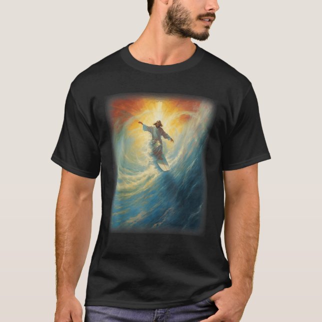 Camiseta Jesús Surfer Heaven Wave Surfing Christian Surf Be (Anverso)