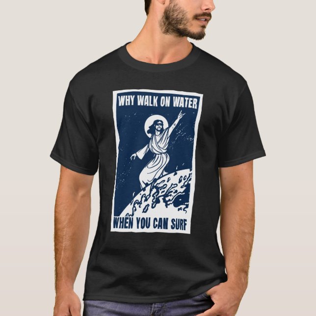 Camiseta Jesús Surfing Christian Humor (Anverso)