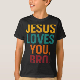 Camiseta Jesús Te Ama Bro Gracioso Niño Joven Cristiano