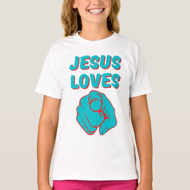 Camiseta Jesús Te Ama Chica De Citas Basadas En La Fe (Anverso)