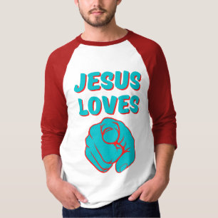 Camiseta Jesús te ama cita basada en la fe 3/4 de los hombr