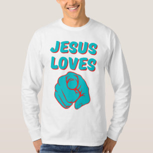 Camiseta Jesús Te Ama Cita Basada En La Fe Hombres Larga Ma