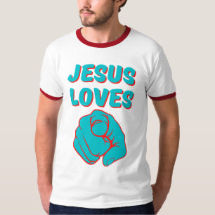Camiseta Jesús Te Ama Cita Basada En La Fe Mens Ringer