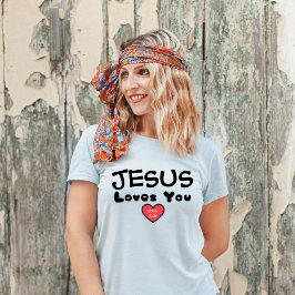 Camiseta Jesús Te ama el corazón rojo