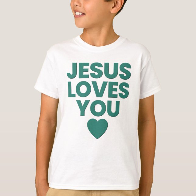 Camiseta Jesús Te Ama El Cristiano De Los Niños Basado En L (Anverso)