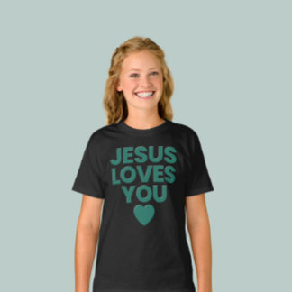 Camiseta Jesús Te Ama El Cristiano De Los Niños Basado En L