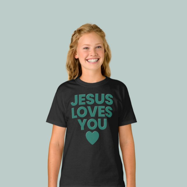Camiseta Jesús Te Ama El Cristiano De Los Niños Basado En L (Subido por el creador)