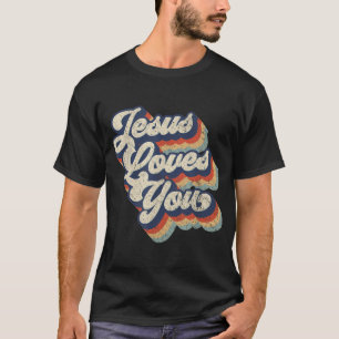Camiseta Jesús Te Ama El Diseño Gráfico De Estilo Retro Vin