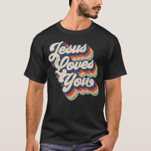Camiseta Jesús Te Ama El Diseño Gráfico De Estilo Retro Vin