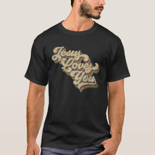 Camiseta Jesús Te Ama El Estilo Retro Vintage Groovy Hombre