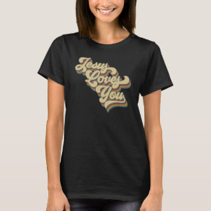 Camiseta Jesús Te Ama El Estilo Retro Vintage Groovy Hombre
