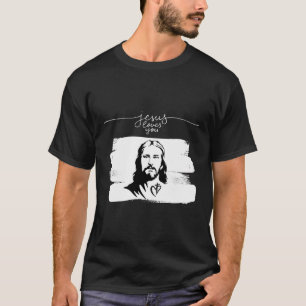 Camiseta Jesús Te Ama La Cruz Y La Fe Cristiana Del Corazón