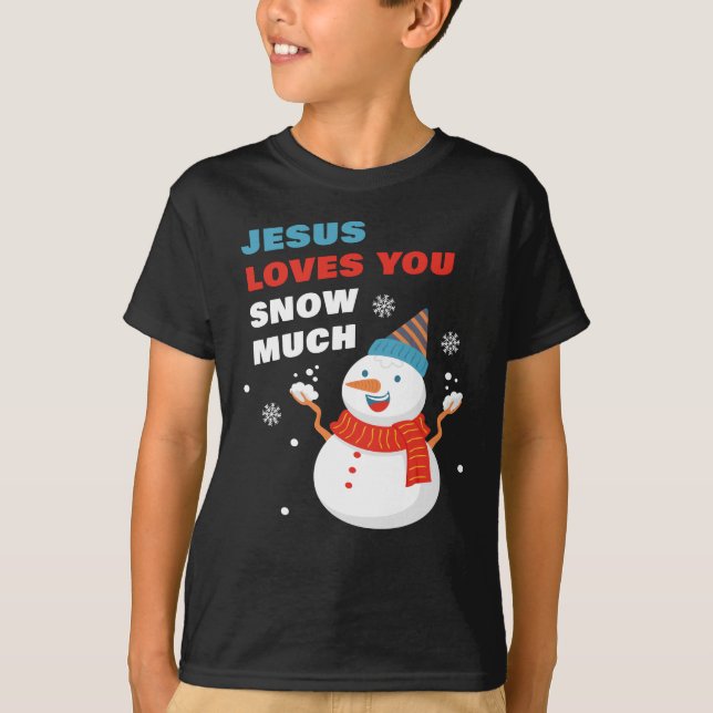 Camiseta Jesús Te Ama La Nieve Mucho Navidades Cristianos T (Anverso)