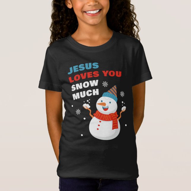 Camiseta Jesús Te Ama La Nieve Mucho Navidades Cristianos T (Anverso)