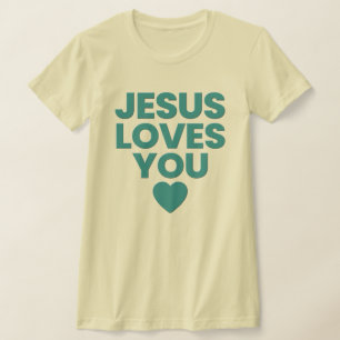 Camiseta Jesús Te Ama Tee, Impresión Cristiana, Grabado en 