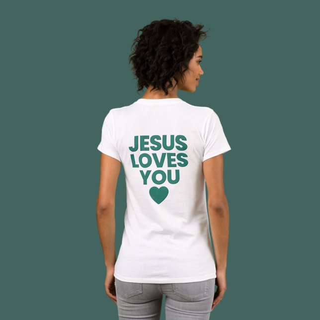 Camiseta Jesús Te Ama Tee, Impresión Cristiana, Grabado en  (Subido por el creador)