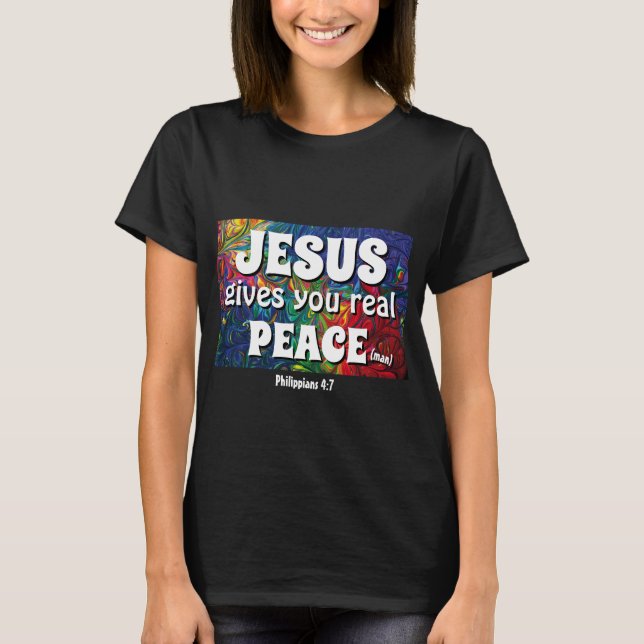 Camiseta JESÚS TE DA VERDADERA PAZ (HOMBRE) 50 Aniversario (Anverso)
