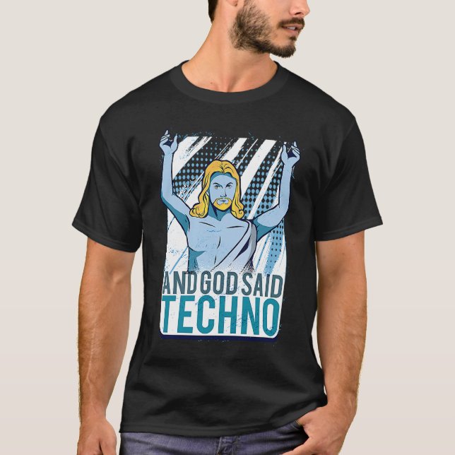 Camiseta Jesus Techno Raver DJ Rave Party EDM Festival (Anverso)