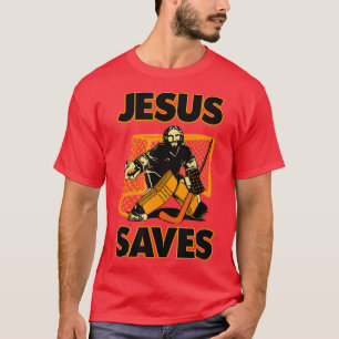 Camiseta Jesus The Hockey Goalie Saves For Christian Playe