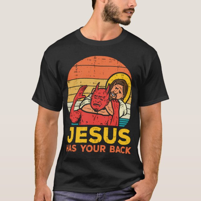 Camiseta Jesús Tiene Su Espalda Jiu Jitsu Christian (Anverso)