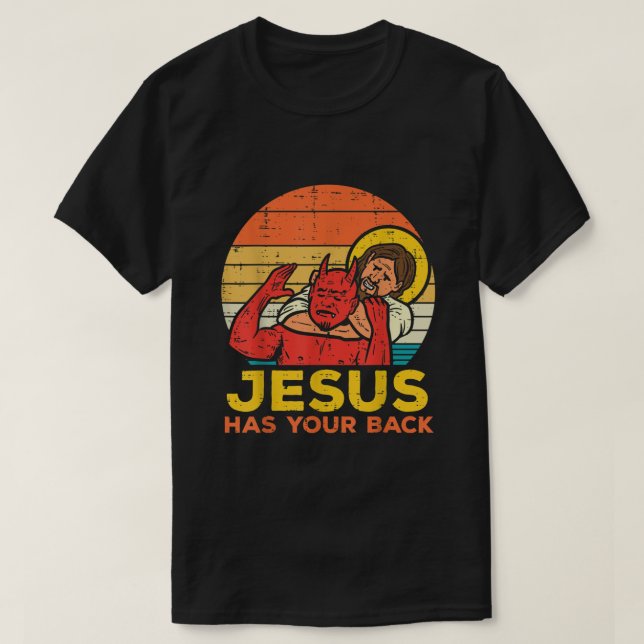 Camiseta Jesús Tiene Su Espalda Jiu Jitsu Retro Hombres Cri (Diseño del anverso)