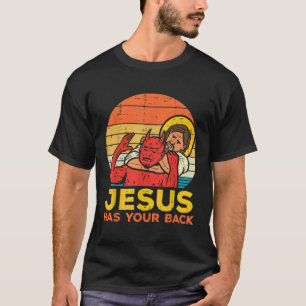 Camiseta Jesús Tiene Su Espalda Jiu Jitsu Retro Hombres Cri