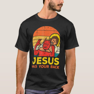 Camiseta Jesús Tiene Su Espalda Jiu Jitsu Retro Hombres Cri
