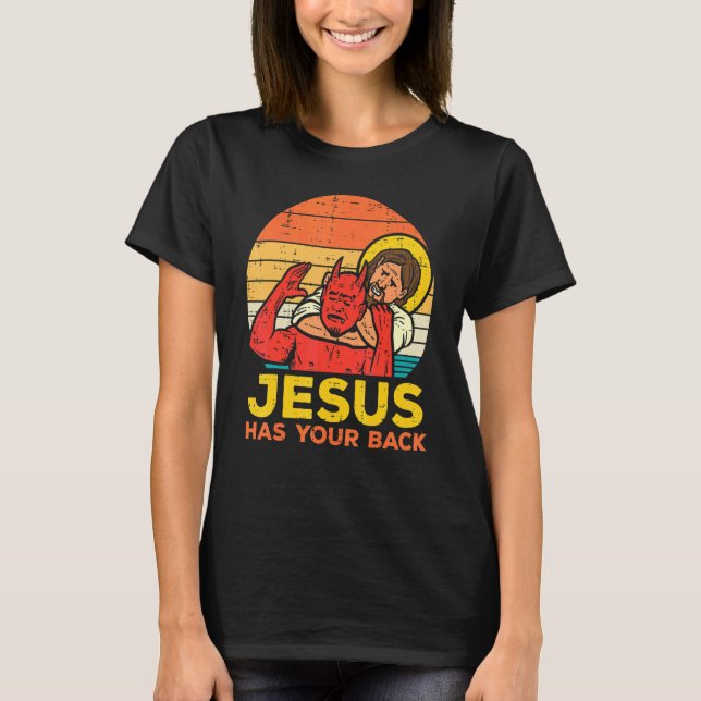 Camiseta Jesús Tiene Su Espalda Jiu Jitsu Retro Hombres Cri (Anverso)