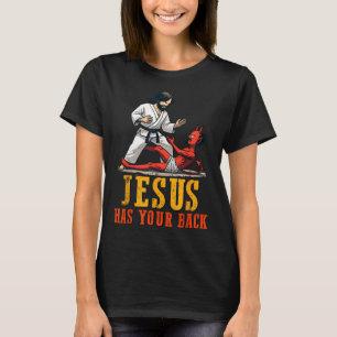 Camiseta Jesús Tiene Tu Espalda Graciosa Cristiana Jiu-jits