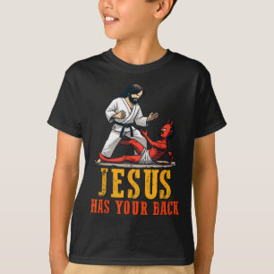 Camiseta Jesús Tiene Tu Espalda Graciosa Cristiana Jiu-jits