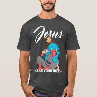 Camiseta Jesús Tiene Tu Espalda Jiu Jitsu Bjj Mma Largo