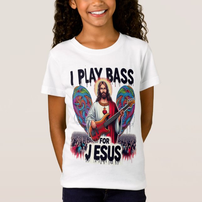 Camiseta Jesús tocando un bajo eléctrico (Anverso)
