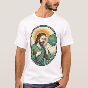 Camiseta Jesús Tosiendo Mensaje de Audio de Nota de Voz Med