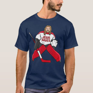 Camiseta Jesús, un divertido hockey, ahorra a un portero de