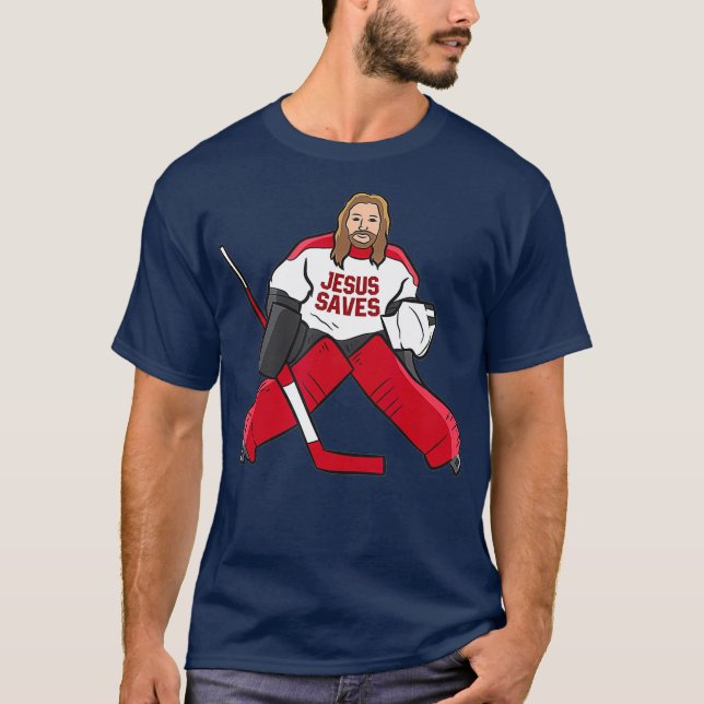 Camiseta Jesús, un divertido hockey, ahorra a un portero de (Anverso)