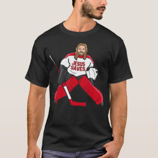 Camiseta Jesús, un divertido hockey, ahorra a un portero de