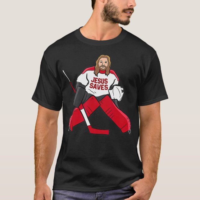 Camiseta Jesús, un divertido hockey, ahorra a un portero de (Anverso)