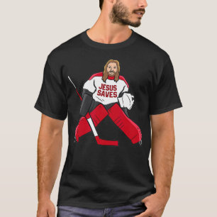 Camiseta Jesús, un divertido hockey, ahorra a un portero de