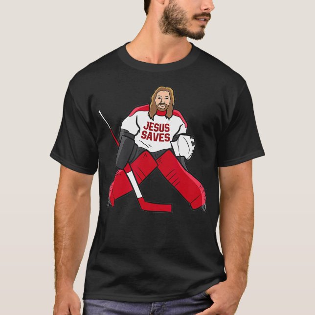 Camiseta Jesús, un divertido hockey, ahorra a un portero de (Anverso)
